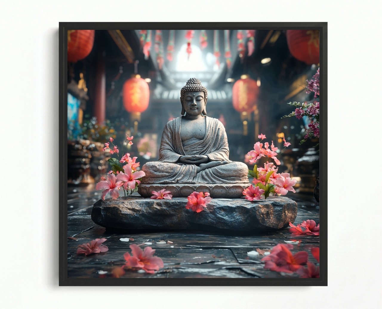 Obraz Rám Americký Box Náboženství Víra Buddhismus Socha Buddha Chrám 50x50