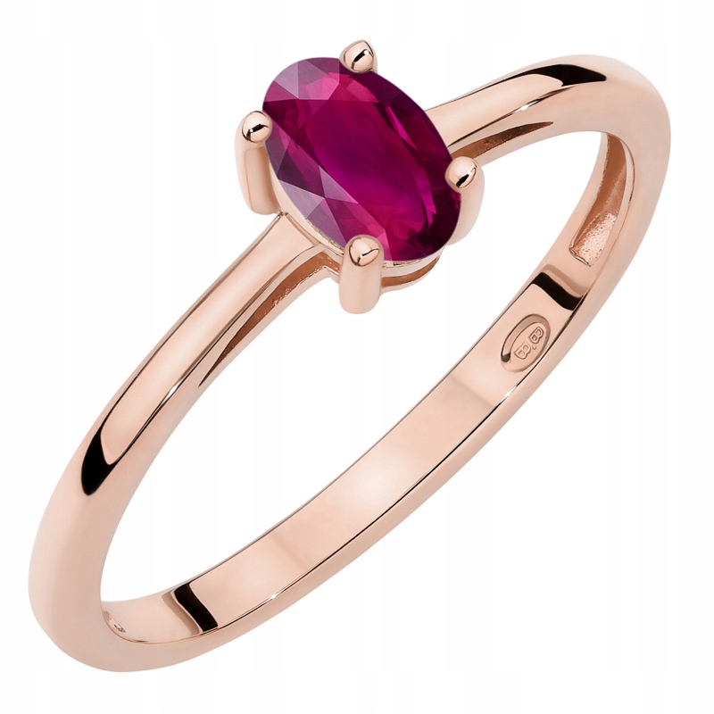 Zlatý Prstýnek ryzosti 585 s oválným rodolitem 0.50ct 14k