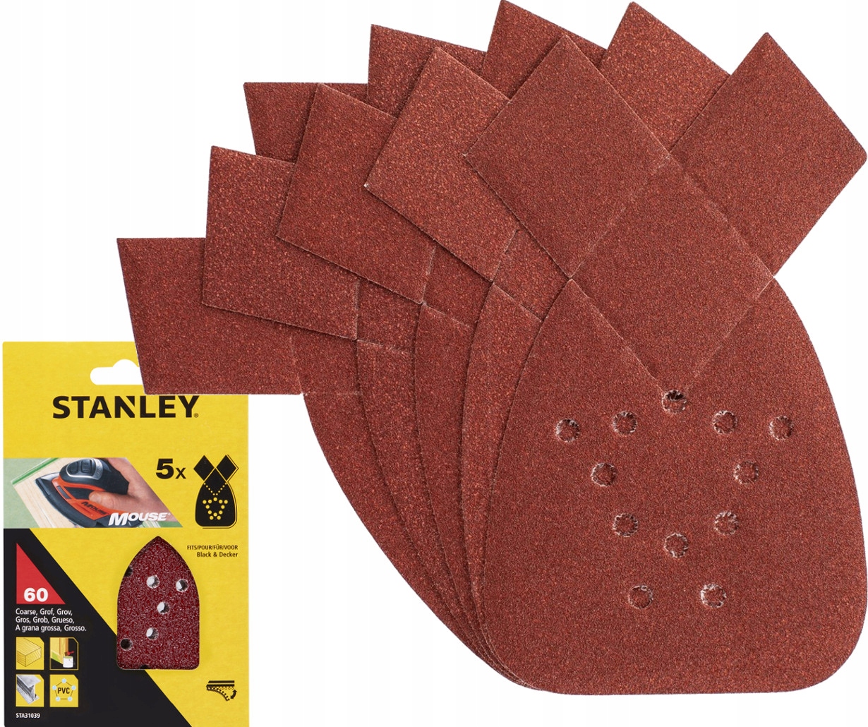 

Stanley 5x Papier Ścierny Rzep K60 Do Mouse 31039