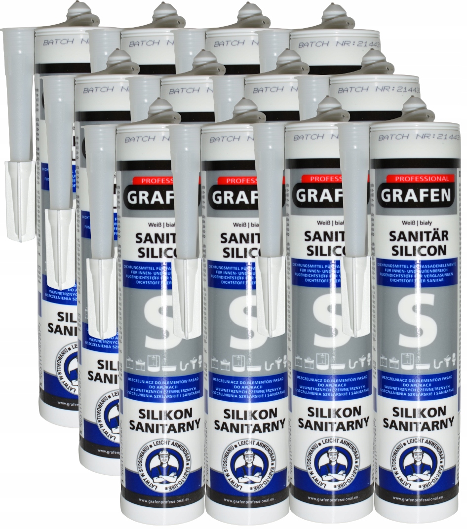 

12x Grafen silikon sanitarny biały Stop Pleśni
