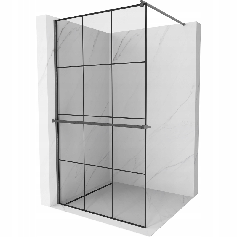Mexen Kioto+ sprchová stěna s policí Walk-in 100 x 200 cm, černý vzor, brou