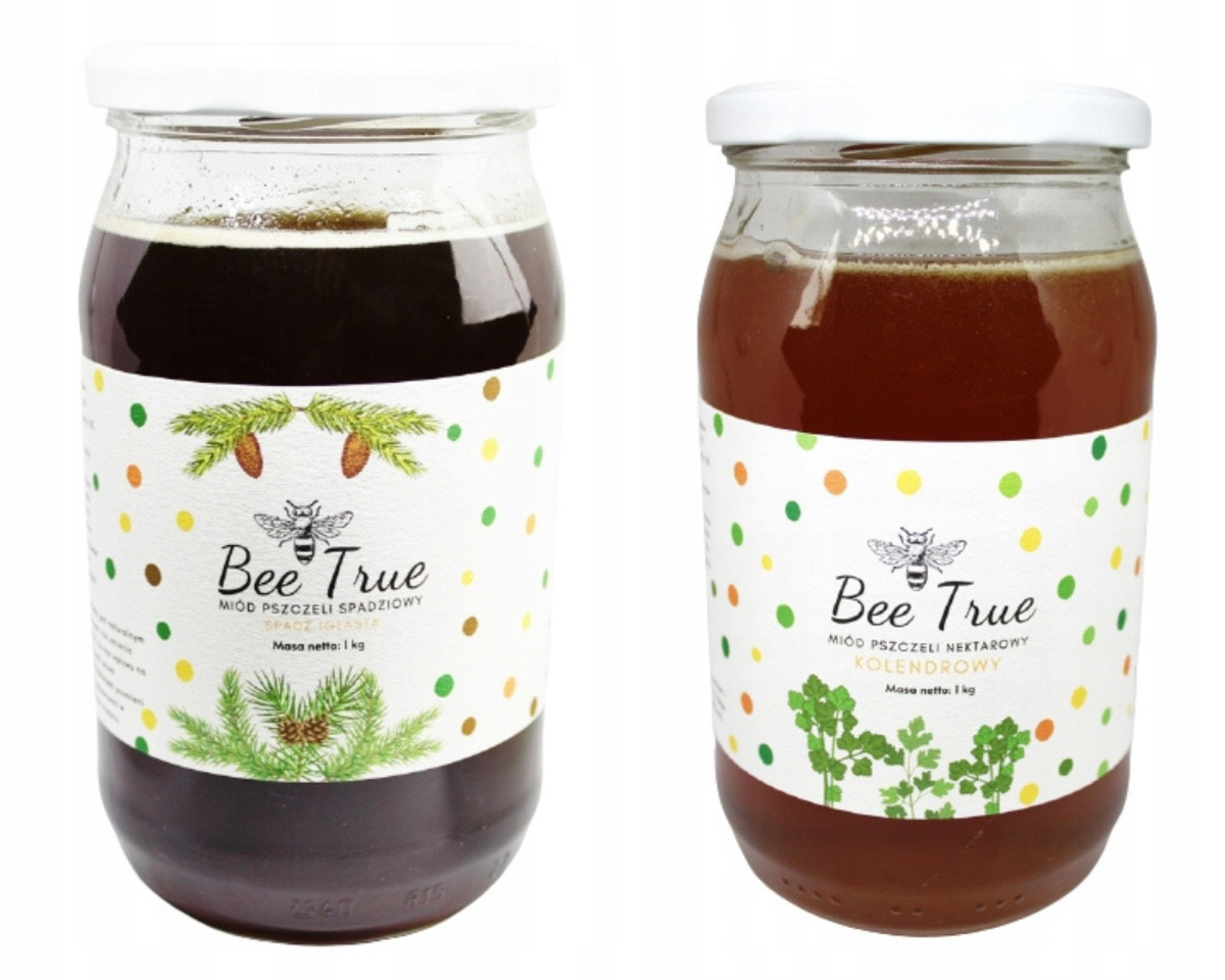 Zestaw miodów 2x 1kg Spadź Iglasta I Kolendra
