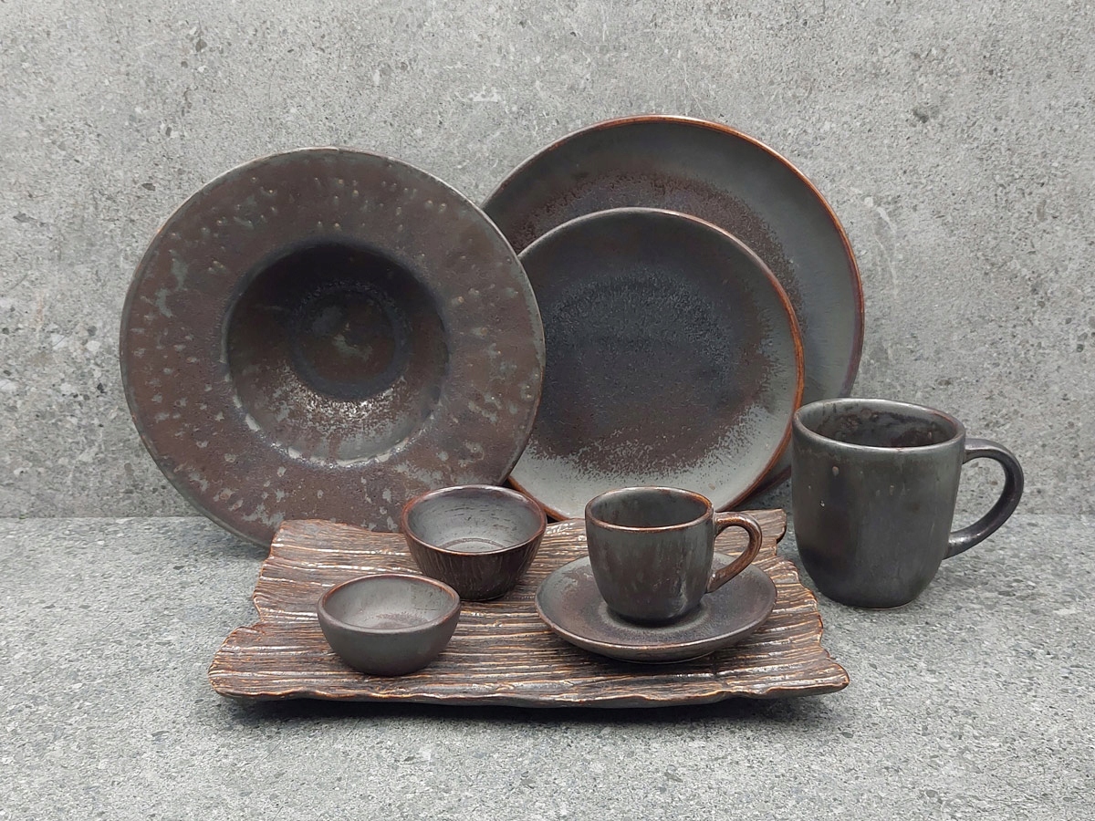 Spodek Jumbo 17 cm Hematyt KERA CERAMIKA Kształt okrągły