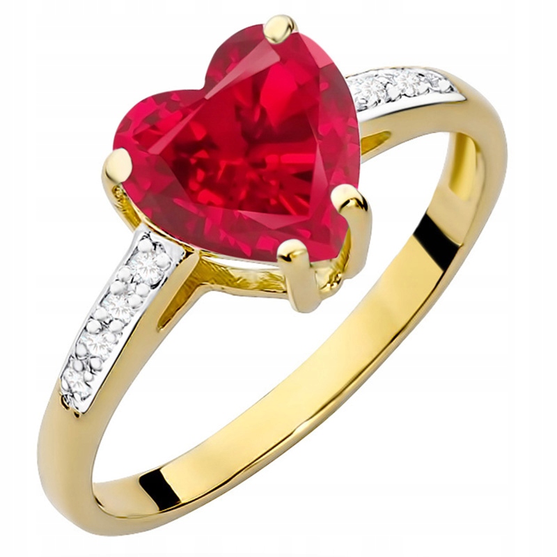 Złoty Pierścionek 585 z Rubinem Brylantami 1,70ct
