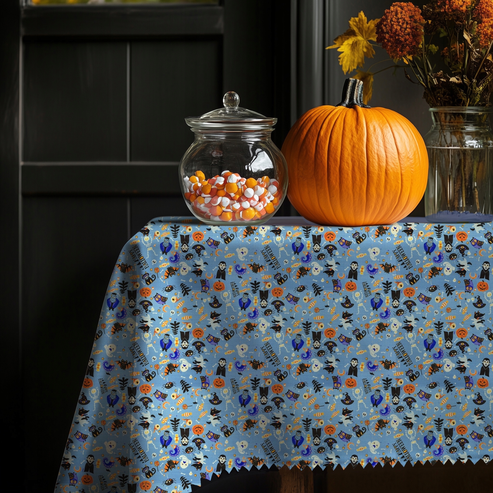 Skvrnitý Ubrus Tisk Halloween Duchové Dýně Upíři 140x250