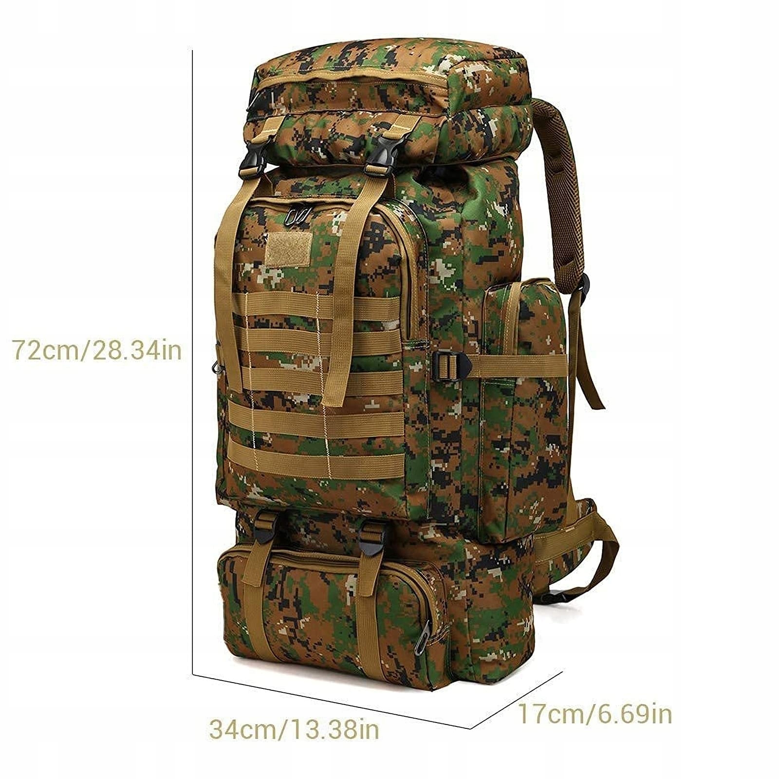 KABXHUEO Plecak Turystyczny 80L Wodoodporny Survival Molle Outdoor — miniatura 2