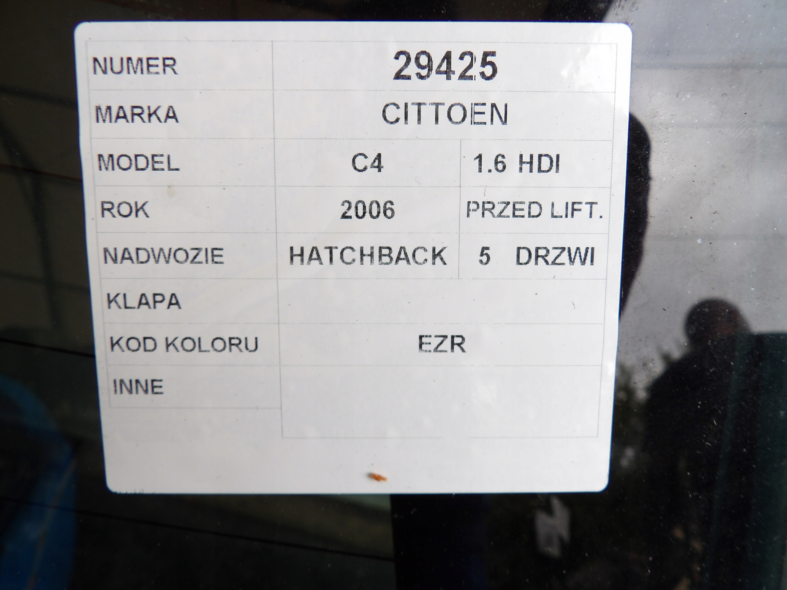 Citroen C4 boot doors HB 5D lak. EZR