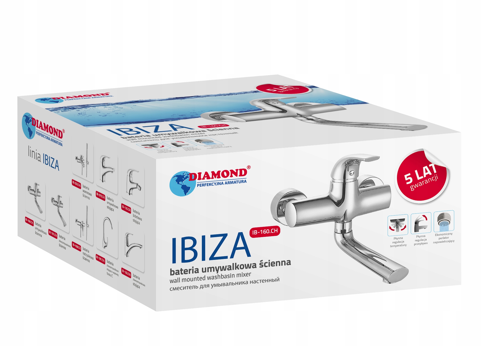 DIAMOND BATERIA UMYWALKOWA ŚCIENNA IBIZA CHROM Marka Diamond