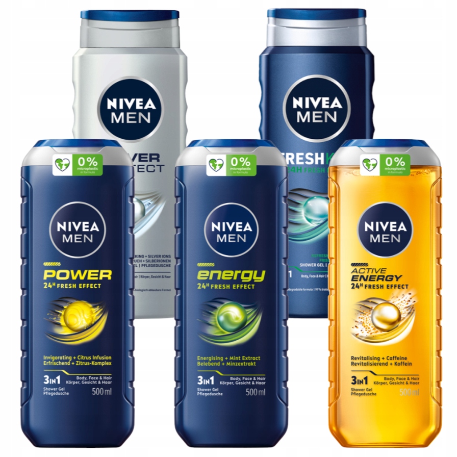 Nivea Men Zestaw żeli pod prysznic 5 x 500 ml