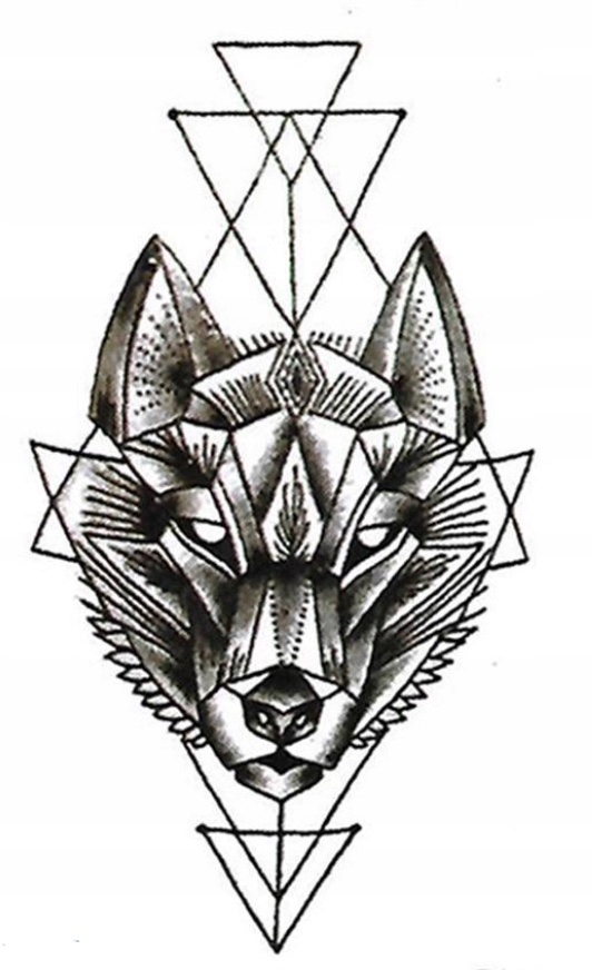 

Tatuaż Tymczasowy pies geometria kreska Wilk Wolf