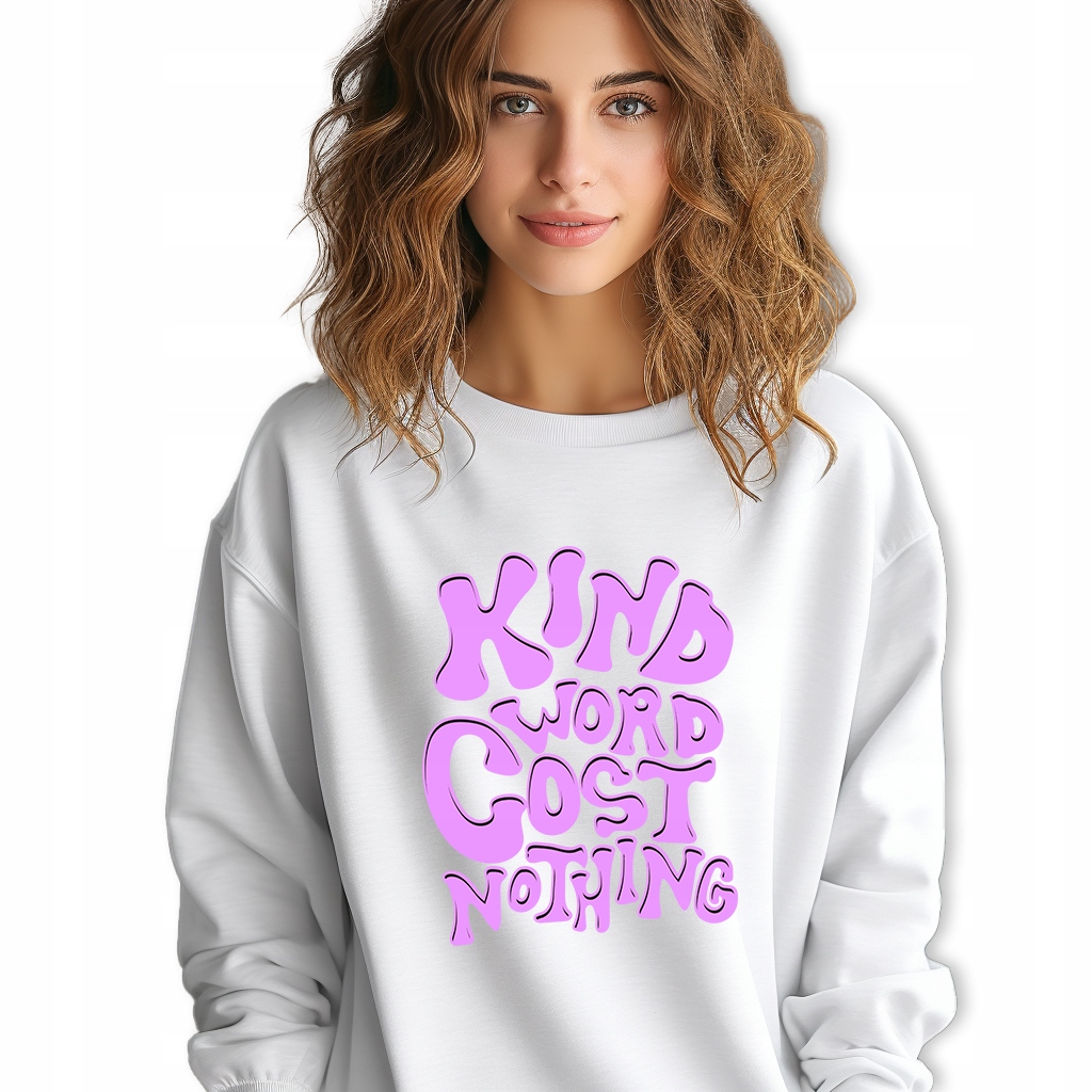 Mikina Bílá Dresová Kind Word Cost Nothing Pozitivní Trendy Vzory Velikost M