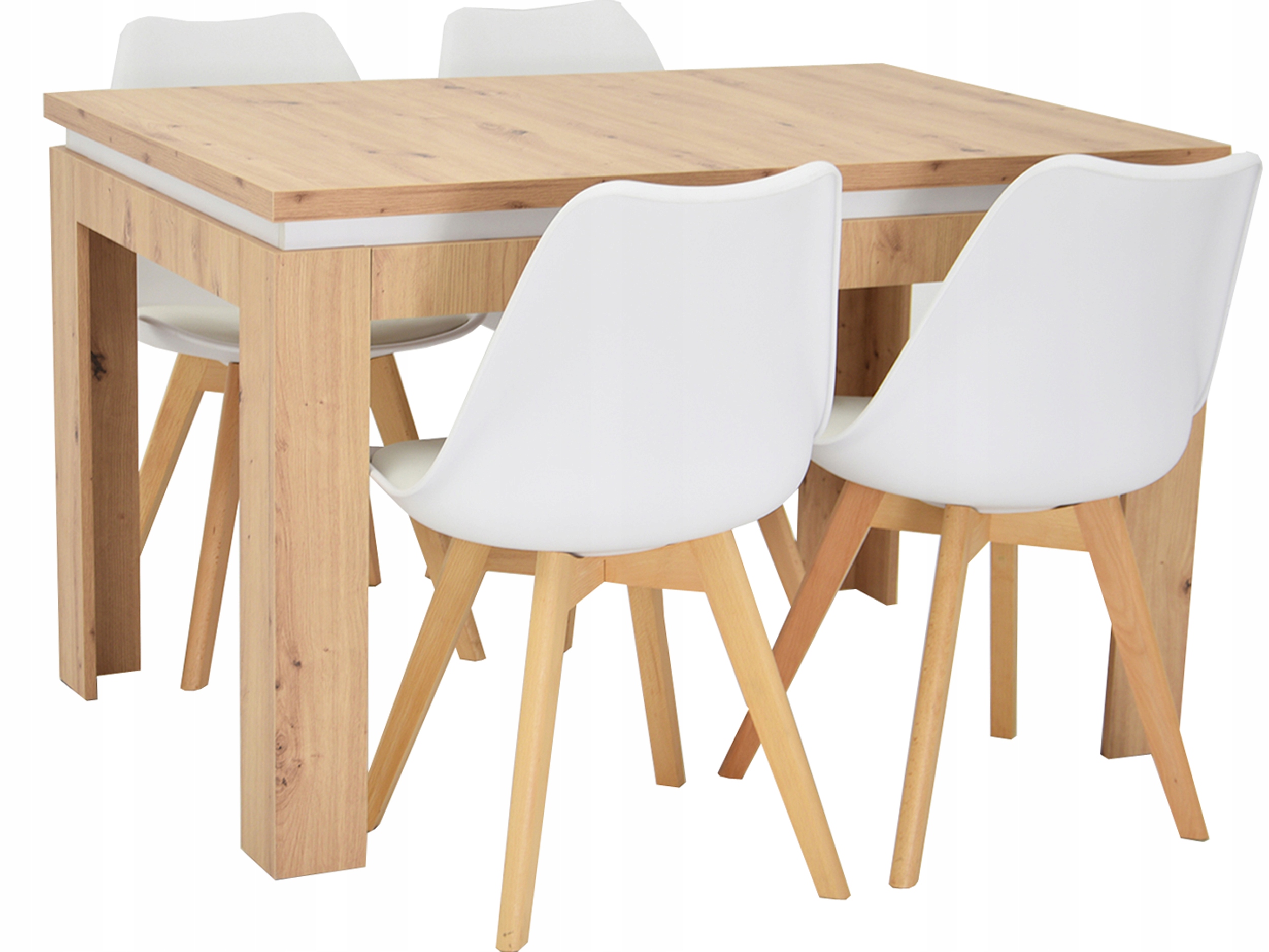 4 SKANDYNAWSKIE krzesła i Stół 80x120/160 ARTISAN