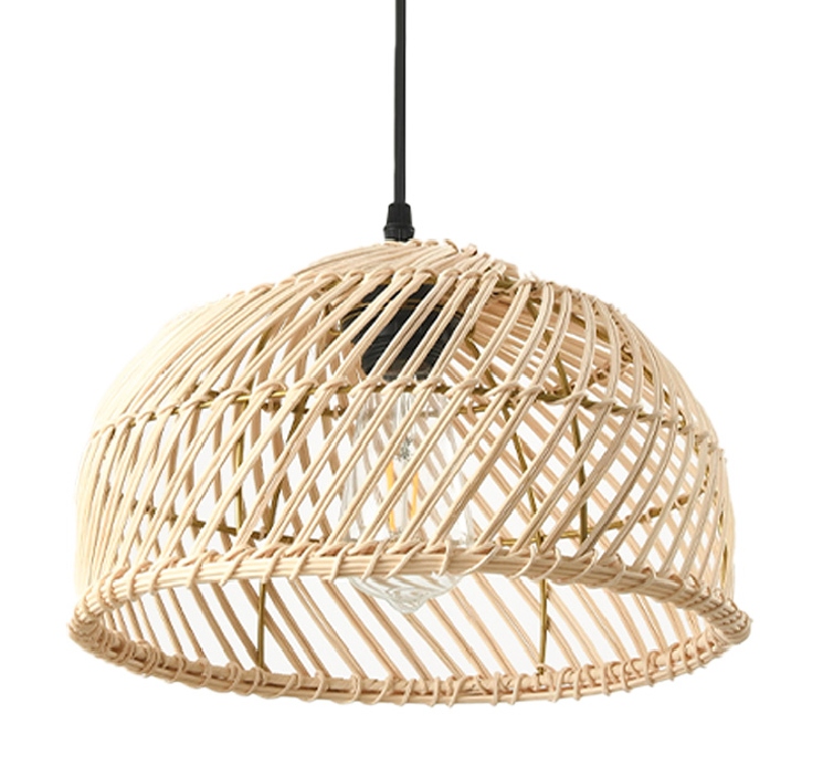 Lampa w Stylu Boho Wisząca Rattanowa Pleciona Naturalna E27 Sufitowa