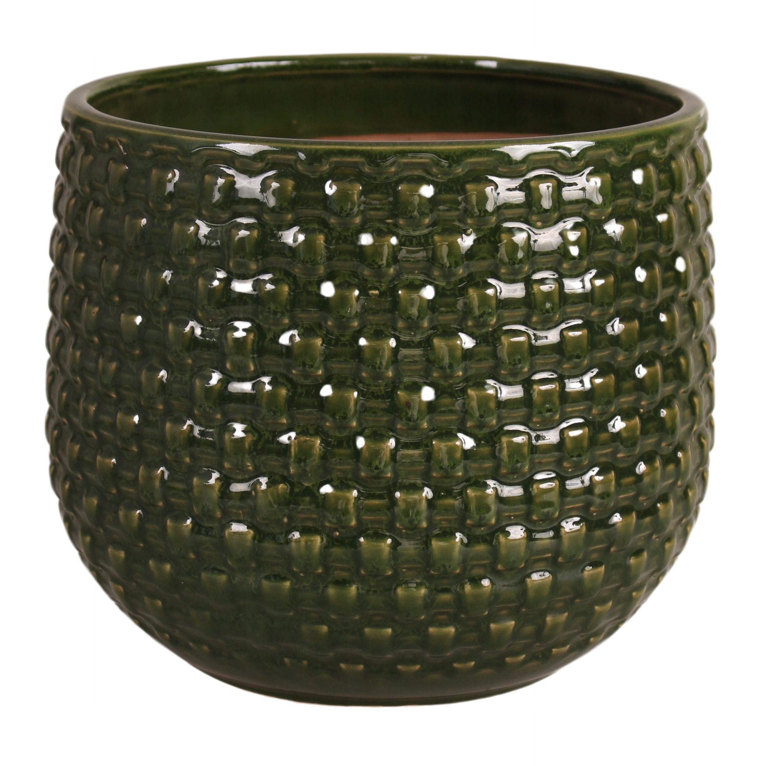 Donica szkliwiona ceramiczna zielona H:27x32cm mrozoodporna ogrodowa