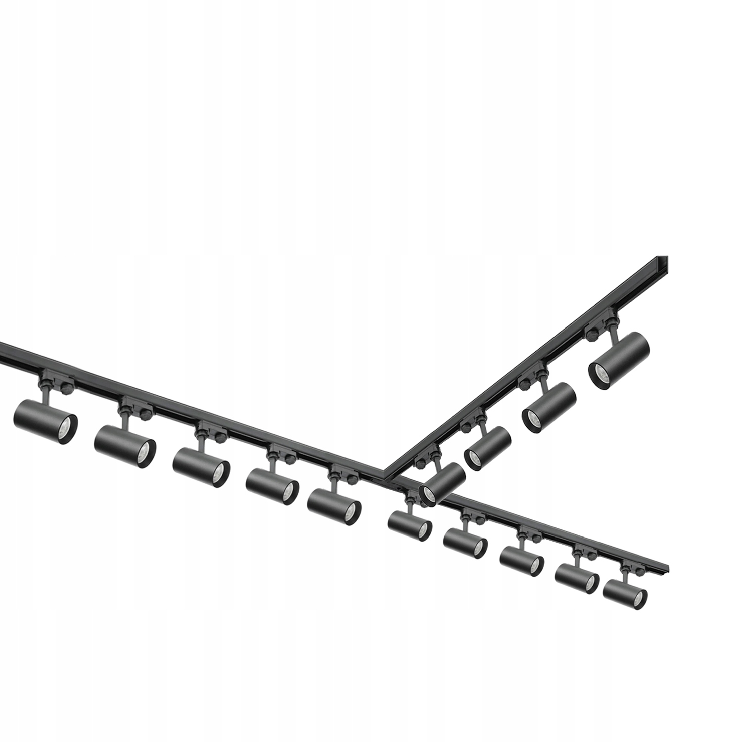 3-fázový koľajnicový set 1m+2m+2m, 14x lampa, spojka T Čierny komplet