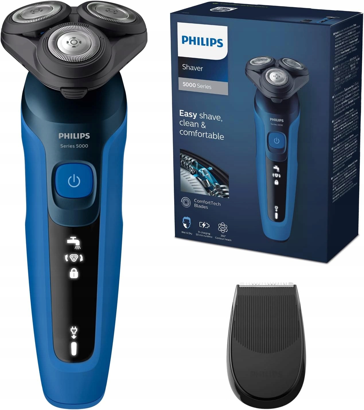 Holicí Strojek Philips Series 5000 Dark Royal Blue s flexibilními hlavicemi 360°