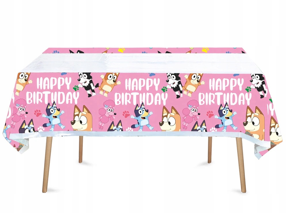 BLUEY i BINGO OBRUS dekoracje urodzinowe różowy