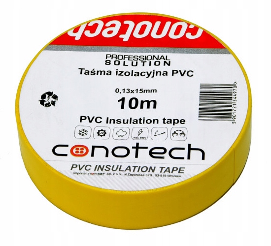 

Taśma izolacyjna Pvc wodoodporna 10M żółta mocna
