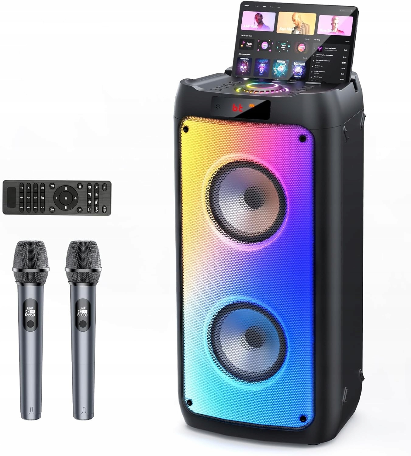 Zestaw do karaoke Jyx z 2 mikrofonami subwoofer przenośny głośnik karaoke