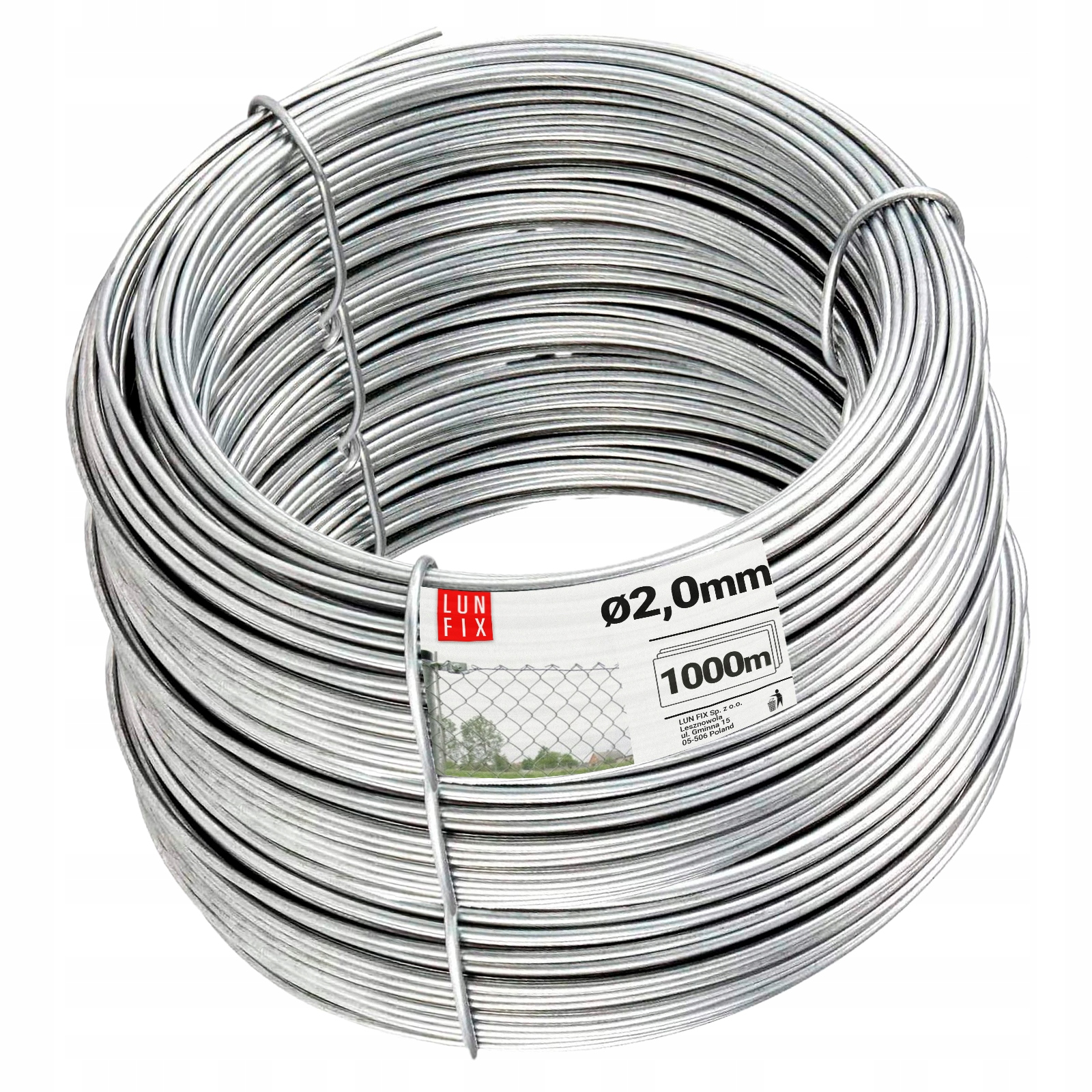 Napínací drát pozinkovaný fi 2 mm plotový, silný, 1000 m
