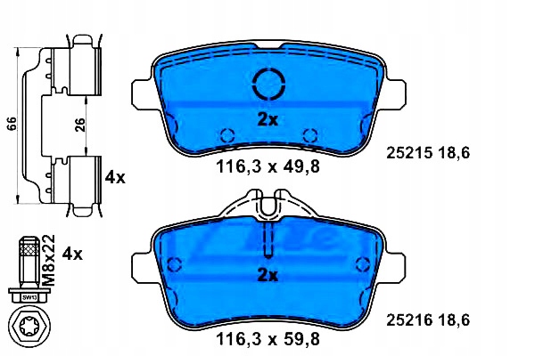 Ate Brzdové Destičky Mercedes Zadní W166 2,1-4,7 11-