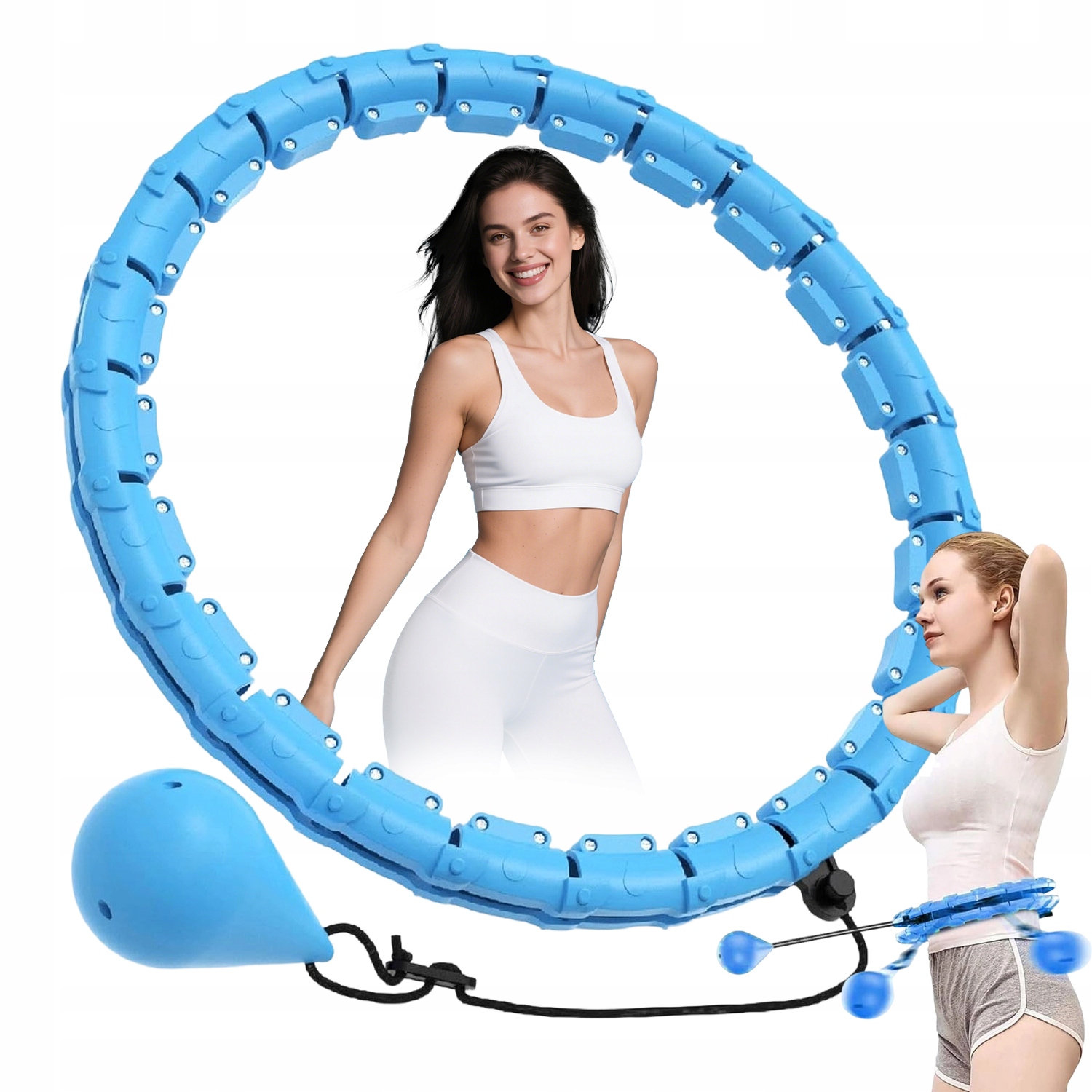 Smart Hula Hop Z Obciążeniem Odchudzające Obciążnikiem, Niebieskie