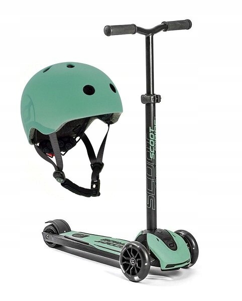 Zestaw Scootandride Kask Highwaykick 5 Led Hulajnoga trójkołowa 5+ Forest