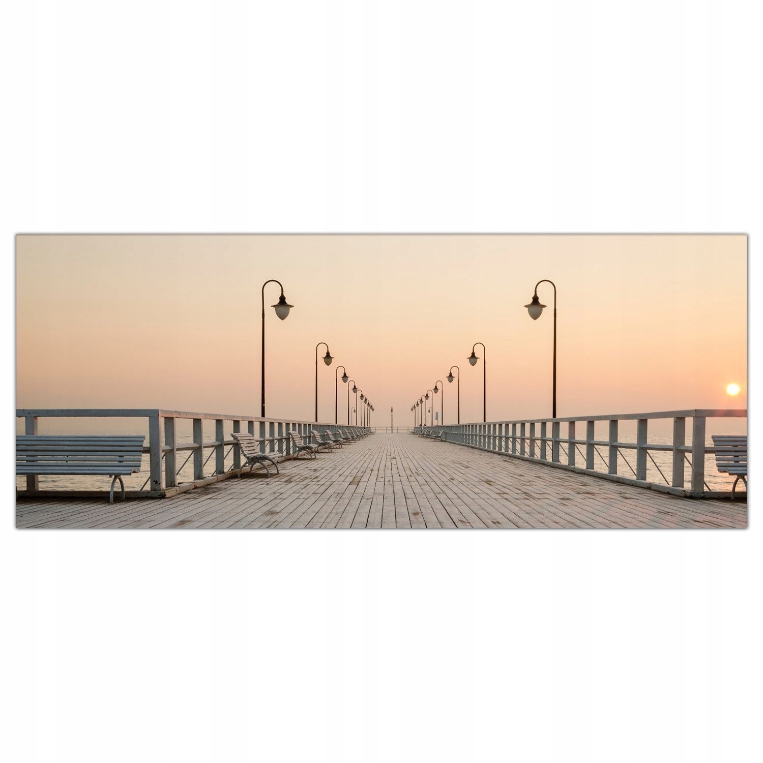 

Obraz na szkle Foto Zima Molo Wschód Słońca 125x50
