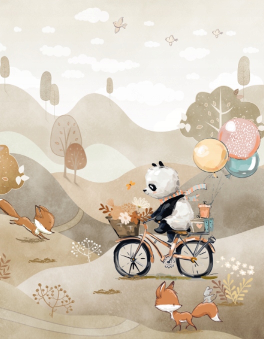 Fototapeta Panda Na bicykli 200 x 255 cm, štruktúra 350 g