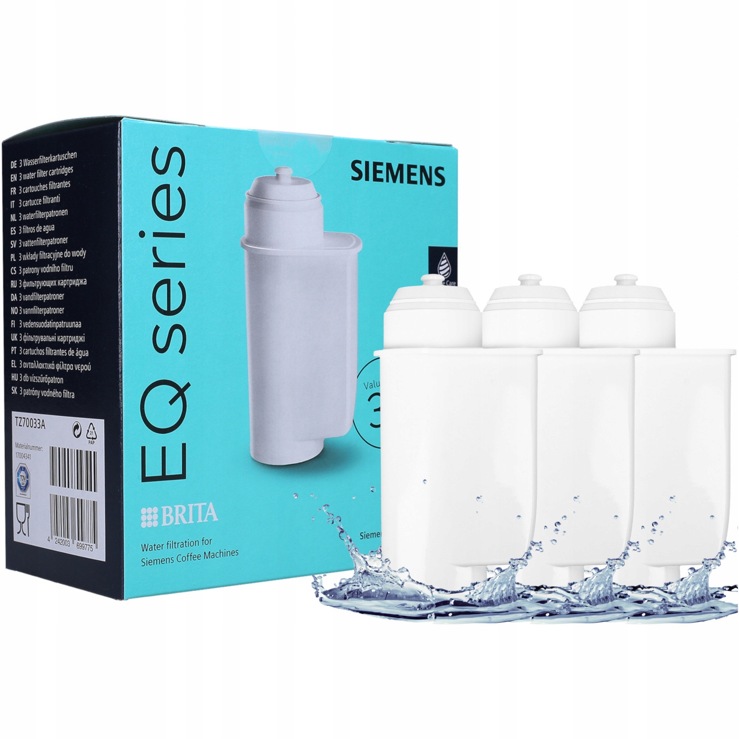 3x filtr wody do ekspresu Siemens TZ70003 - oryginalne