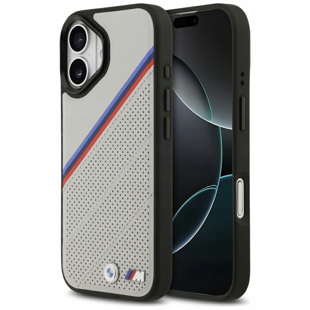 Pouzdro Bmw M Tricolor Metal Logo MagSafe pro iPhone 17, šedé