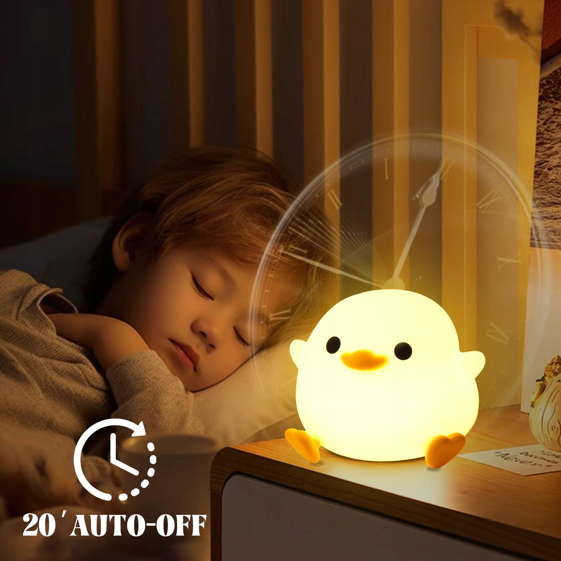 YUANDIAN Lampa LED Silikonowa Kaczka Dla Dzieci Dotykowa Nocna — miniatura 3