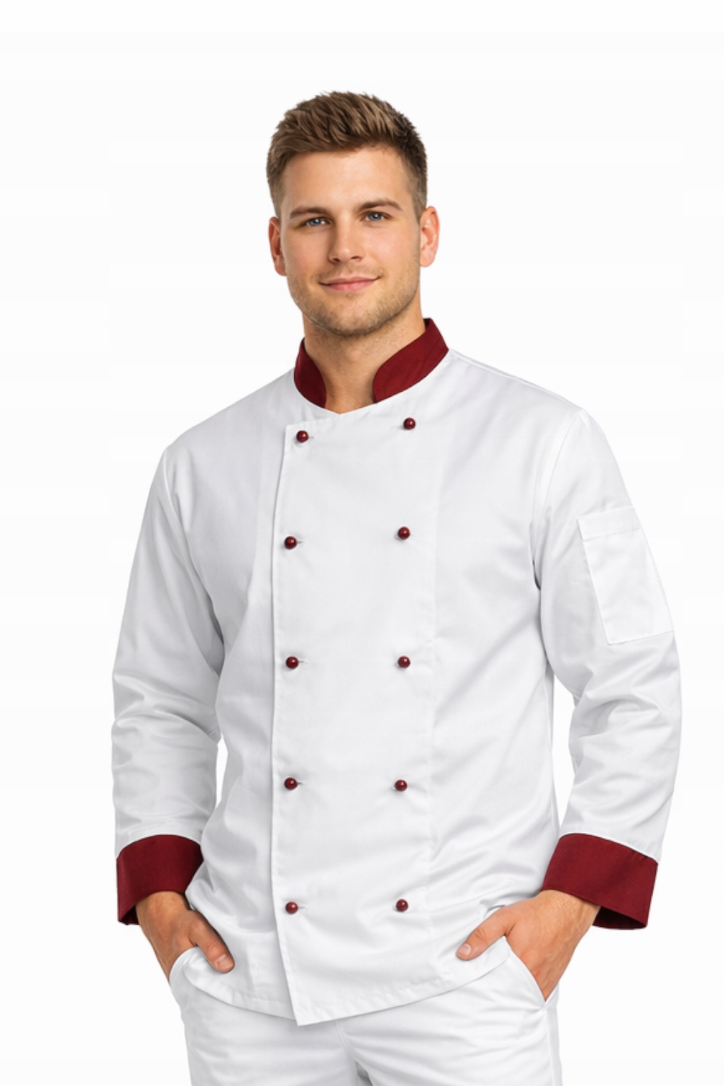 Mikina Bílá Bordó Stojáček Kitel Gastronomický vel. XXL