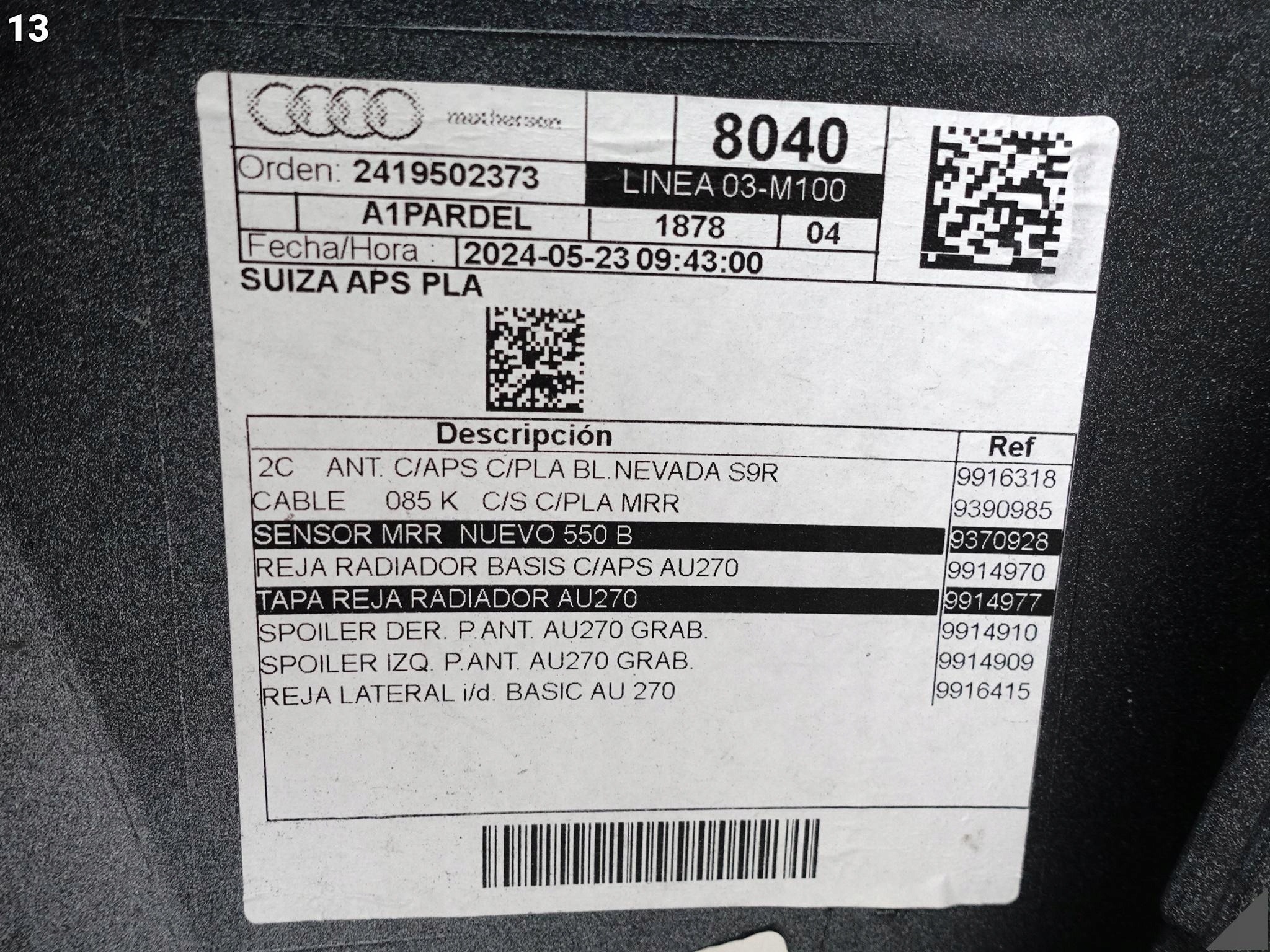 AUDI A1 S1 II 82A (2 GENERACJA) 18- ZWYKLY bumper front (6xPDC) (APS+PLA)