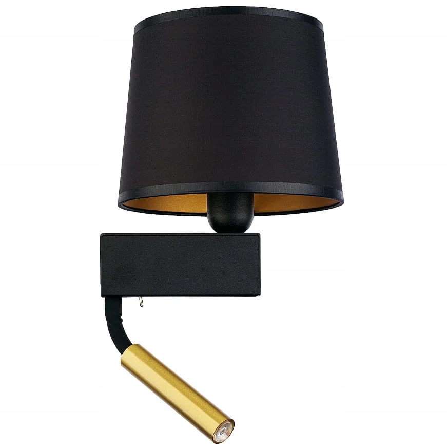 Nástenná lampa s lampou na čítanie čierna, zlatá Chillin Nowodvorski
