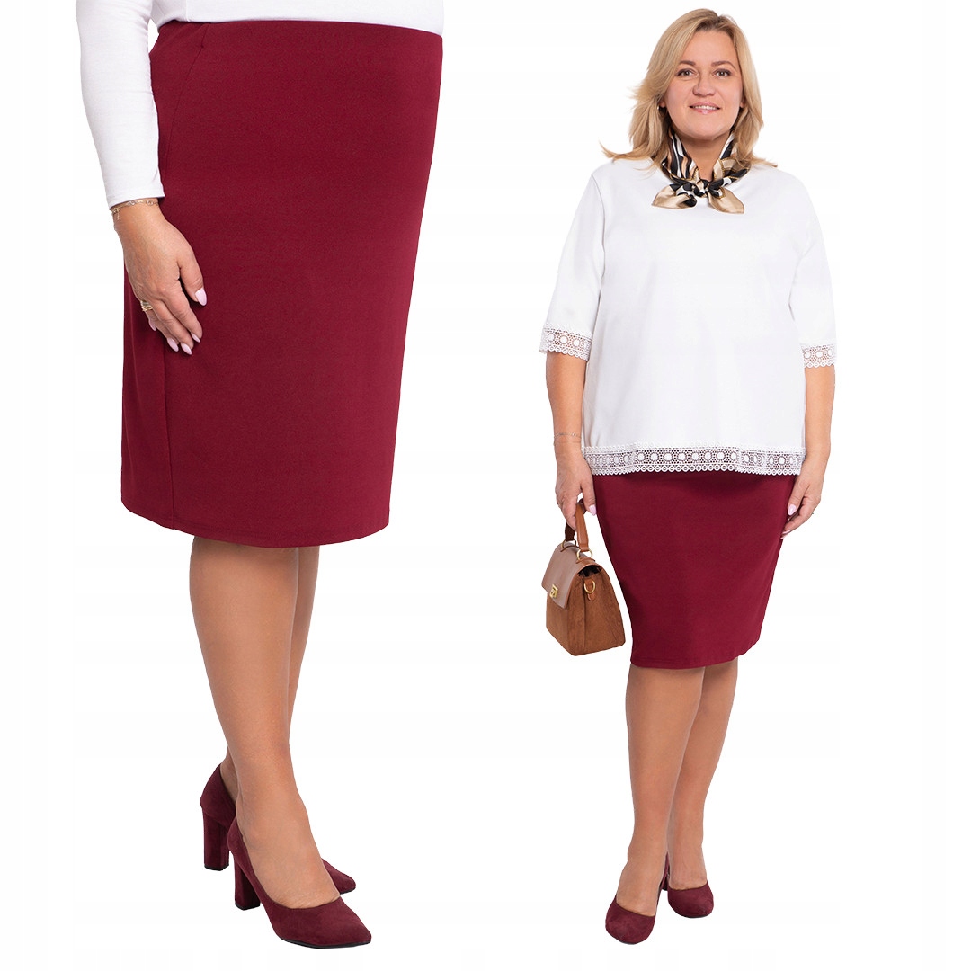 Jednoduchá klasická bordó sukně 52