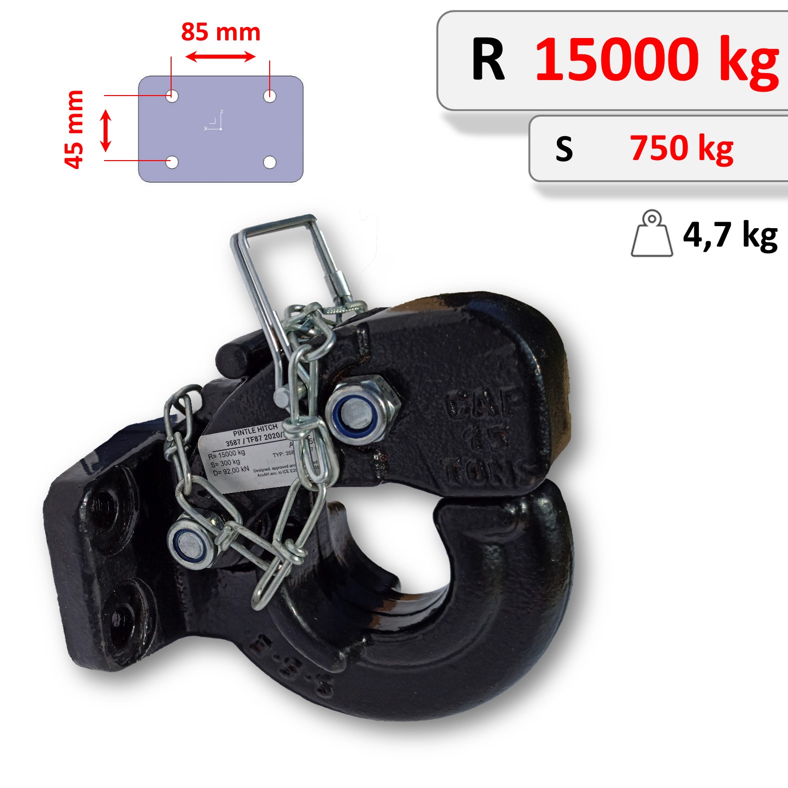 Hák, Ťažný Čeľusťový Háčik 15000 Kg