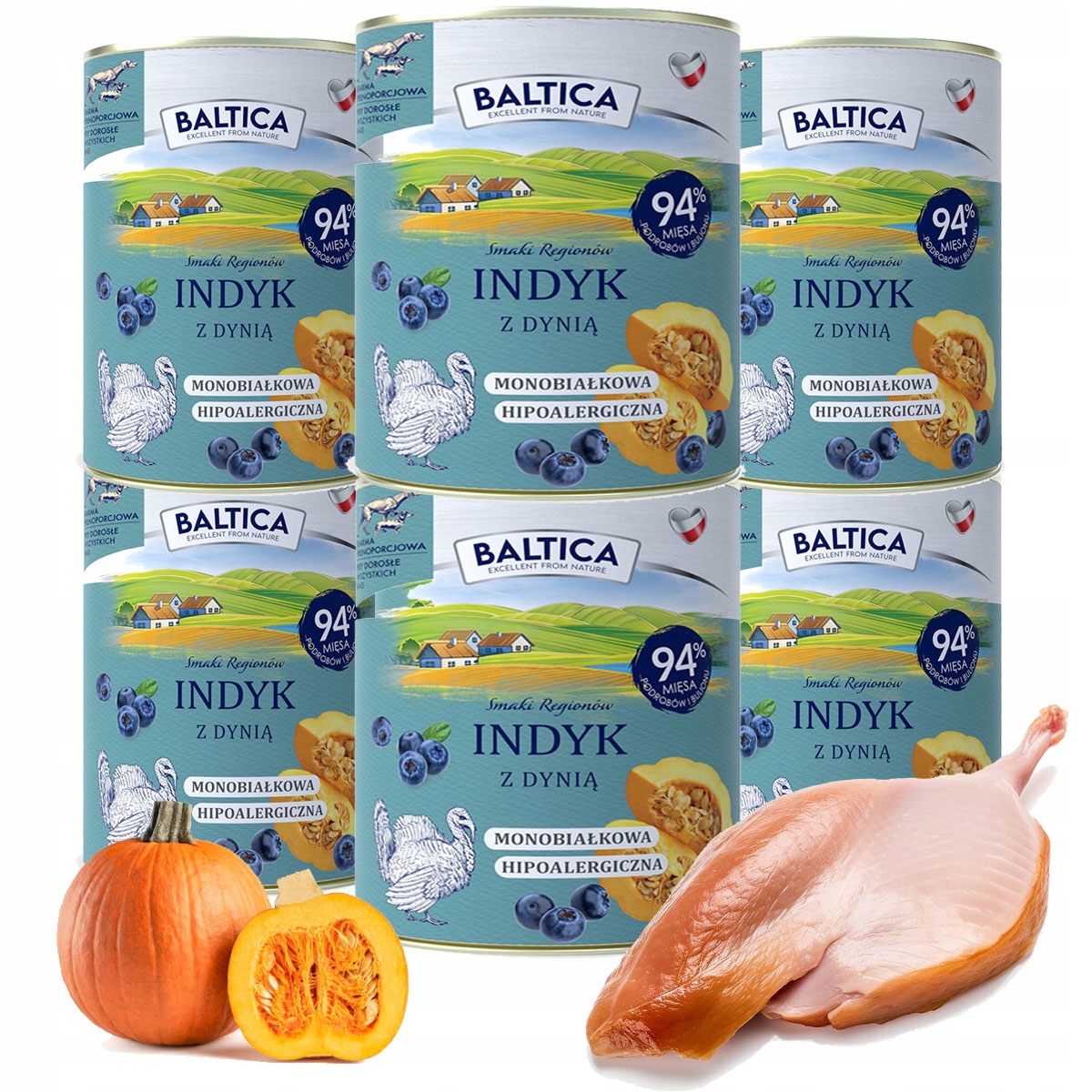 Levně Baltica Krůta S Dýní 6x400g Borůvkové Monoproteinové Bezobilné Krmivo