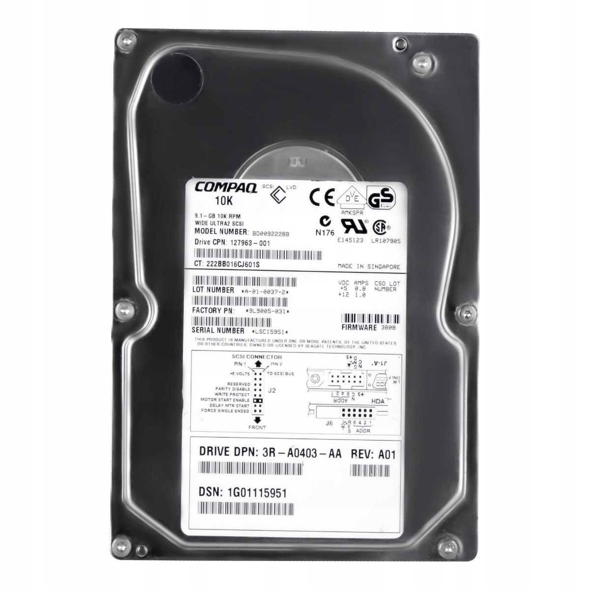 Compaq 127963-001 9,1 Gb 10K Scsi 3,5'' BD009222BB