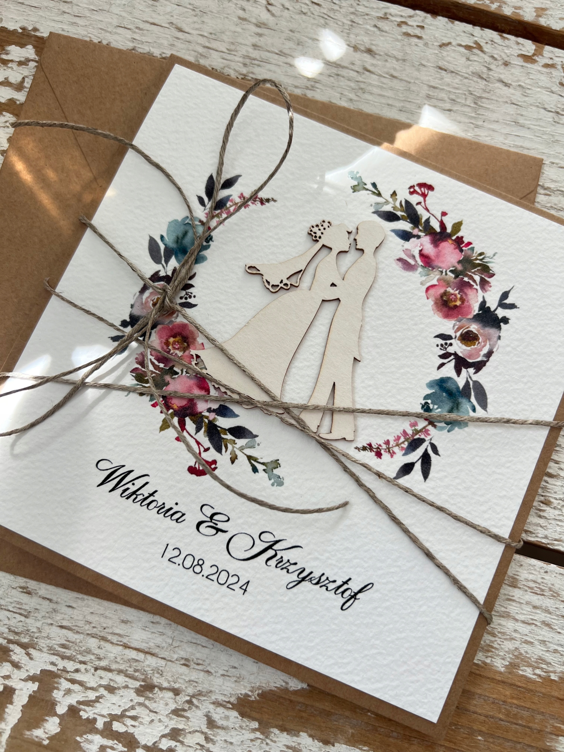 Přání na svatba svatební ručně vyrobené s boho personalizací