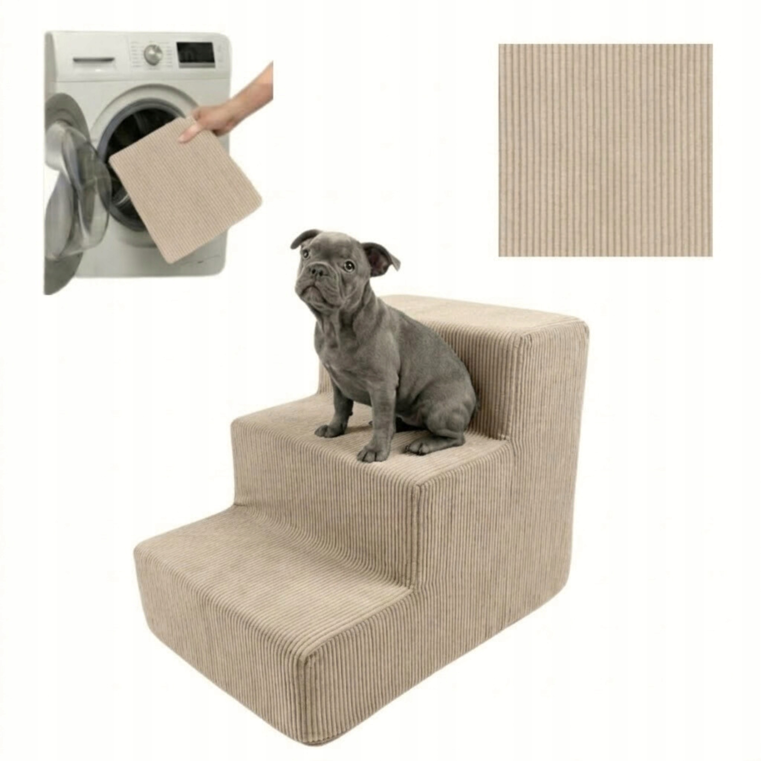 Schůdky Pro Psa Pro Vstupování Plošina 3 Stupně Béžová Rampa 36 CM Štruk