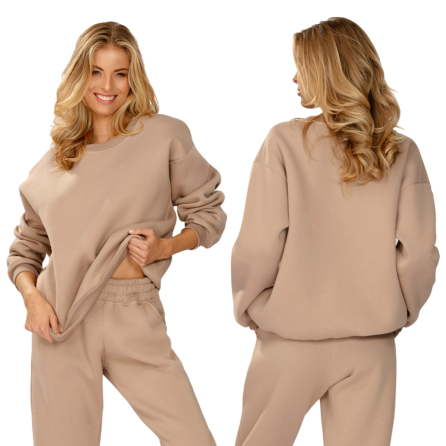 Dkaren Rehema-Bl cappuccino Xs teplá Oversize Mikina nerozepínací