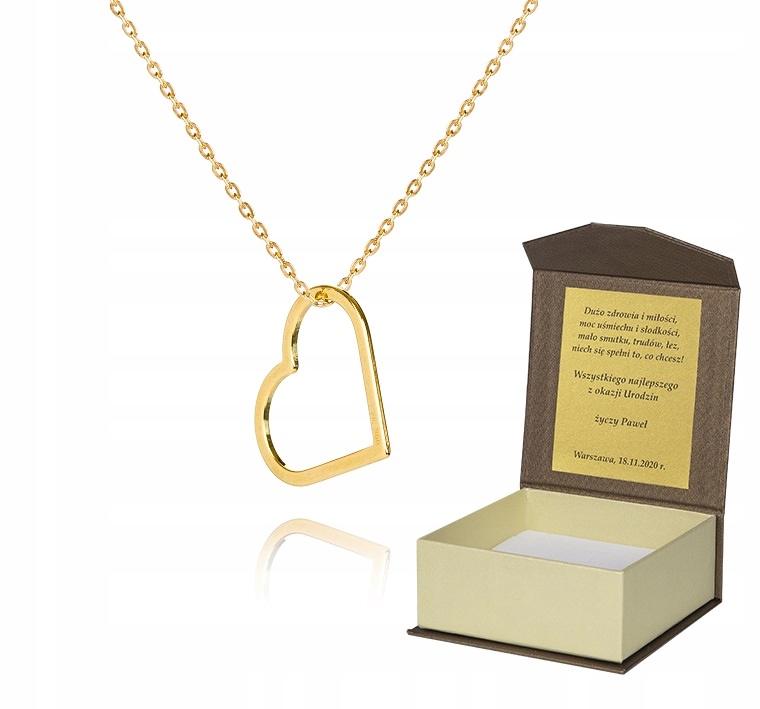 925 Zlatý Řetízek Srdce 45 CM Věnování A4Z62