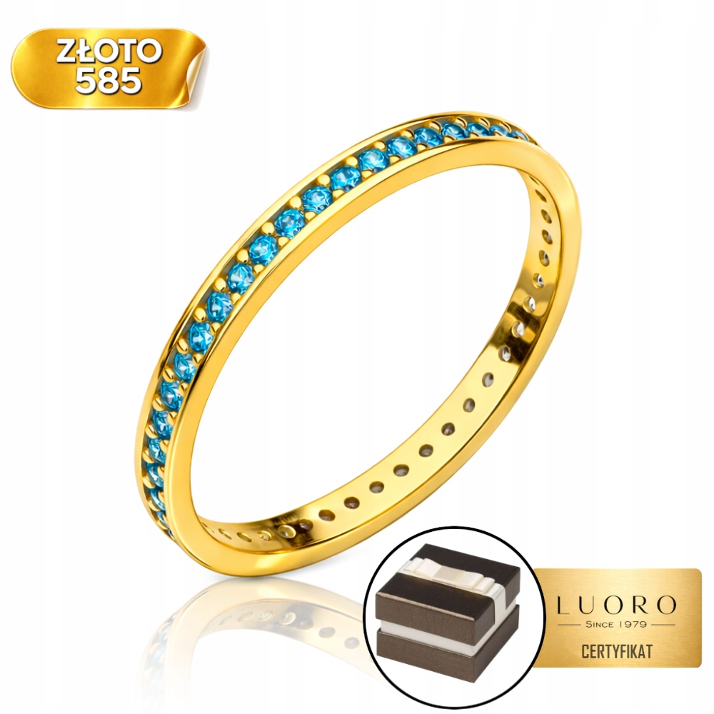 Prstýnek 585 14K S Modrými Kameny, Matný, Jemný, R09