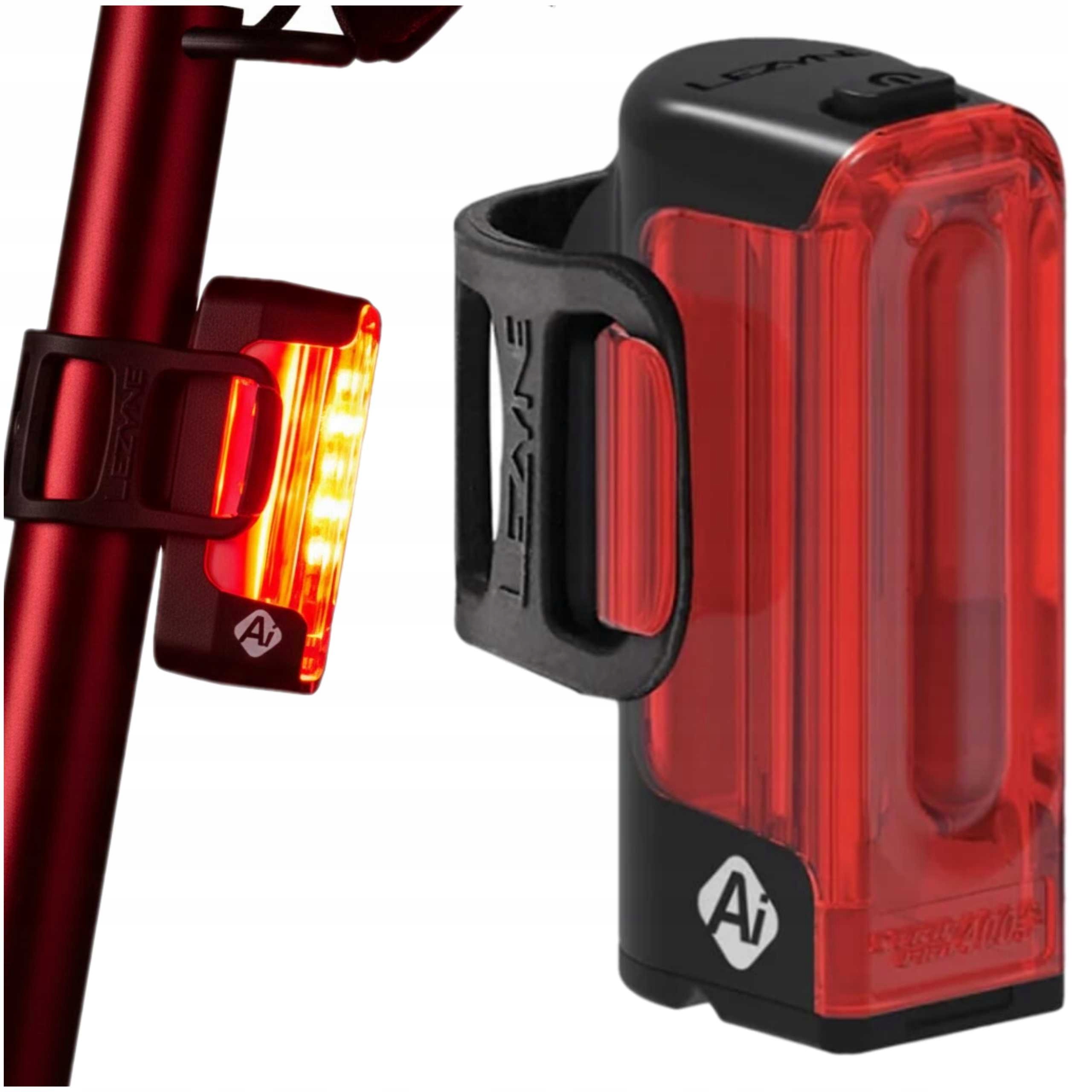 Lampka Rowerowa Tylna Lezyne Strip Pro Ai Alert 400+ Lumenów IPX7 Auto Stop