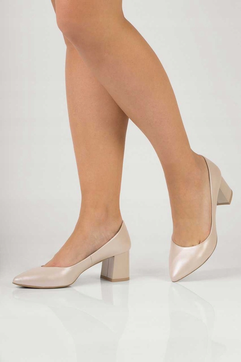 Béžové Perleťové Klasické Nízké Lodičky 35