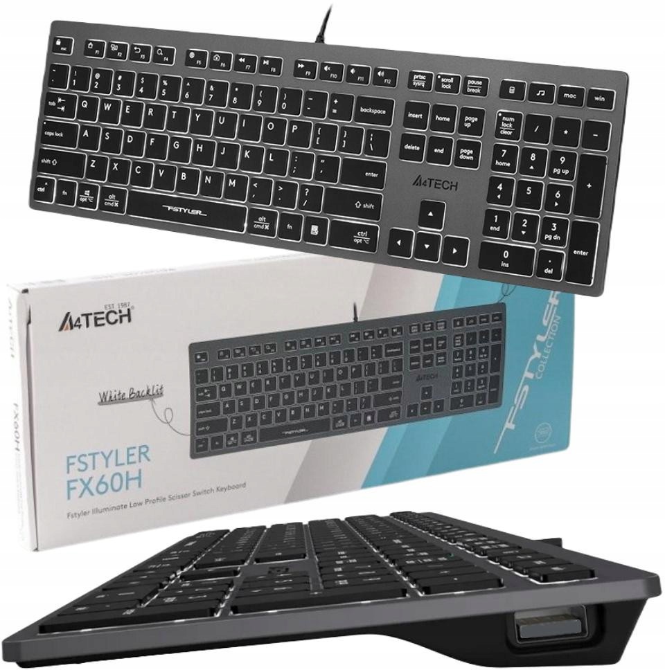 Počítačová Klávesnice A4TECH Fstyler FX60H White Backlit Kabelová Usb