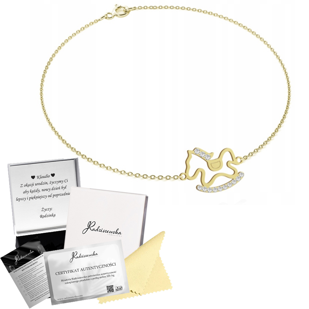 Náramek Zlatý Koník Na Pólech Ankr Dárek Dítě Přání 925