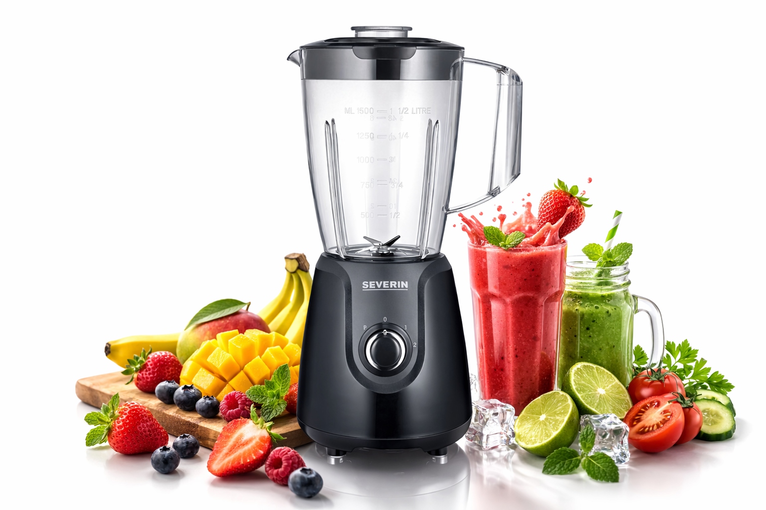 Blender Kielichowy Stojący 600W 1,5L Tritan Czarny Severin SM3707