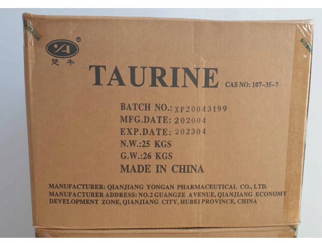 Taurin 25 kg 100% čistý karton